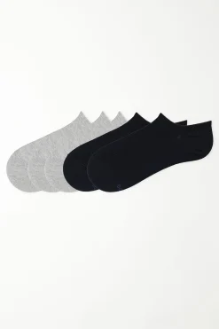 5 Pairs Of Solid-Colored Cotton Ankle Socks - Socks - Women | Tezenis